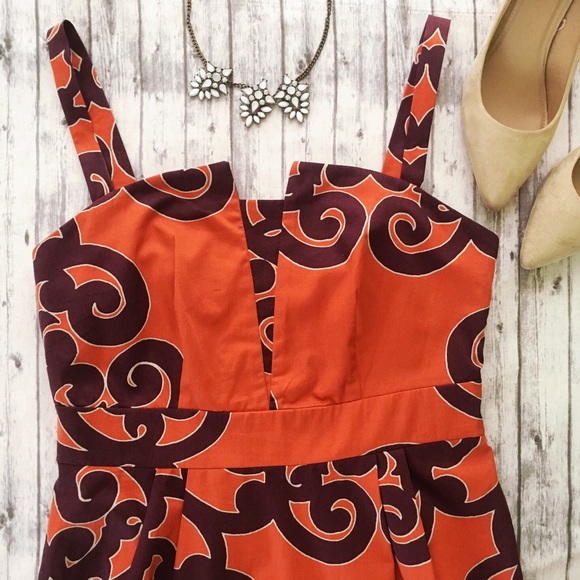 Merona Dresses & Skirts - 5/$25 Merona Split Neck Orange & Eggplant Dress